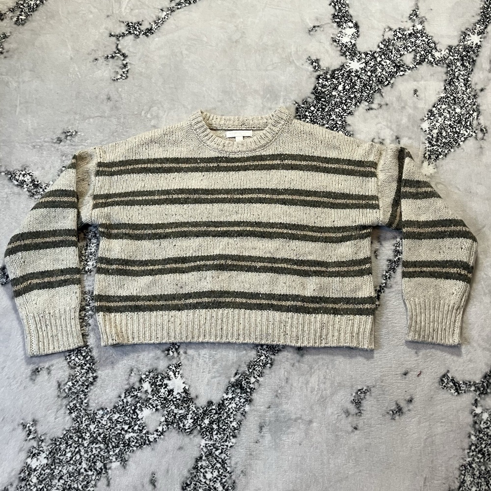 Spiritual Gangster Sweater Womens Size M Cream and Black Wool Striped Alpaca Bld